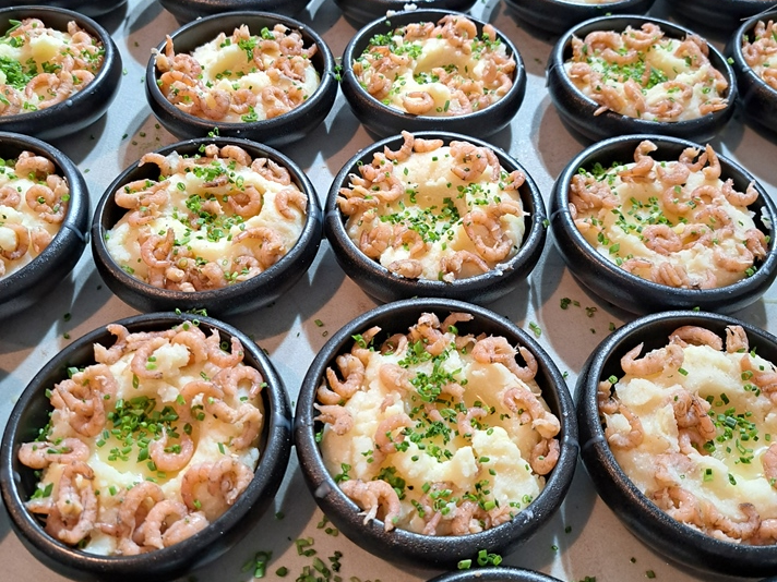 Karnemelkstampers met garnalen